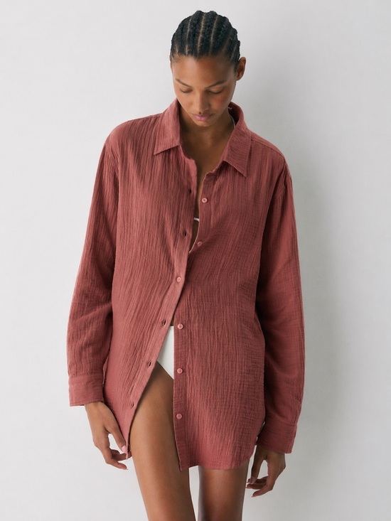 Wilfred Tops - Wilfred Textured Button-Down Shirt in Rosewood
